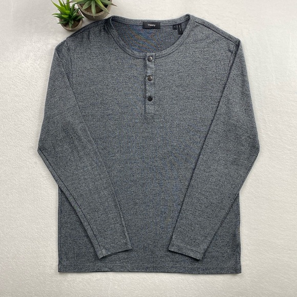 Theory Other - Theory Relaxed Fit Modal Jersey Snap Button Henley LS Tee (Heather Gray)